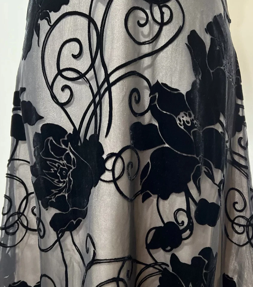 Vestido Casa Blanca Mercado Negro Talla 2 S Terciopelo Negro Burnout Y2K Vintage Sin Tirantes Foto 2 de 4