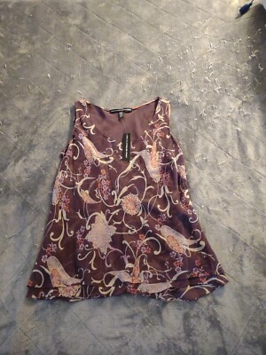 NWT Linda Allard Ellen Tracy Wms Size 12 100% Silk Currant Sleeveless Blouse.SSH
