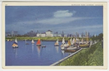 IL Postcard View Of Boats In Burnham Park Harbor - Chicago c1940s vintage G5