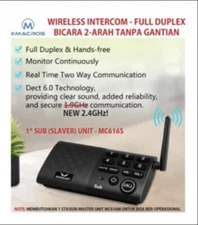 Set Of 4 eMacros MC-616M Black Digital Wireless Intercom System Black