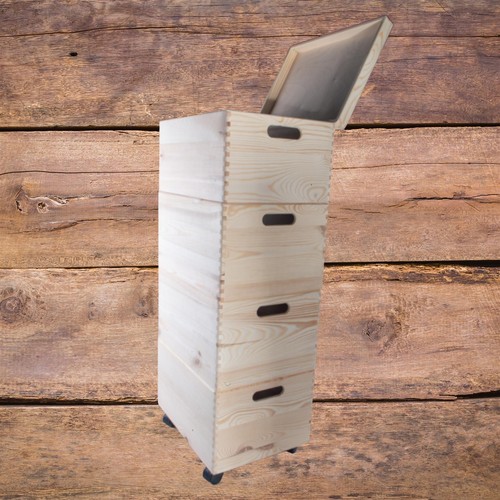 Grandes cajas de madera apilables con asas de tapa ruedas - Imagen 6 de 68