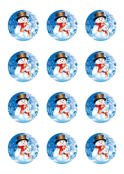Muffinaufleger Muffins Amerikaner Kindergeburtstag Weihnachten Schneemann WN02-image