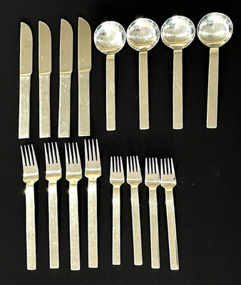 16 x WALLACE Trenton Stainless Steel Knife Fork Spoon Flatware Lot Modern Sleek