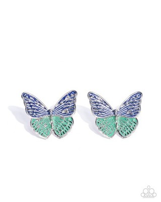 Paparazzi Aerial Appreciation - Blue - Dark Blue & Mint Paint - Butterfly Post E