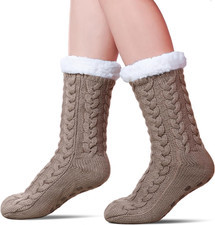 Women's Winter Super Soft Warm Cozy Fleece Lined Fuzzy Slipper Socks with Grippe