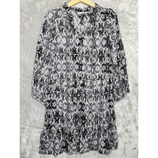 Calvin Klein Dress Womens 10 Gray Animal Print Long Sleeve V Neck Drop Waist