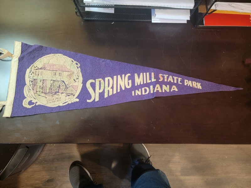 VINTAGE SPRING MILL STATE PARK INDIANA FELT PENNANT