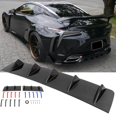 For Lexus LC500 Rear Diffuser Bumper Lip Spoiler Splitter 5-Fins Carbon Fiber