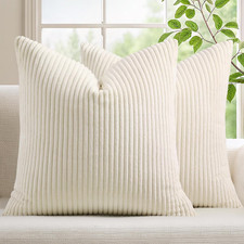 Corduroy Spring Decorative Throw Pillow Covers 18X18 Set of 2 for Sofa Living Ro
