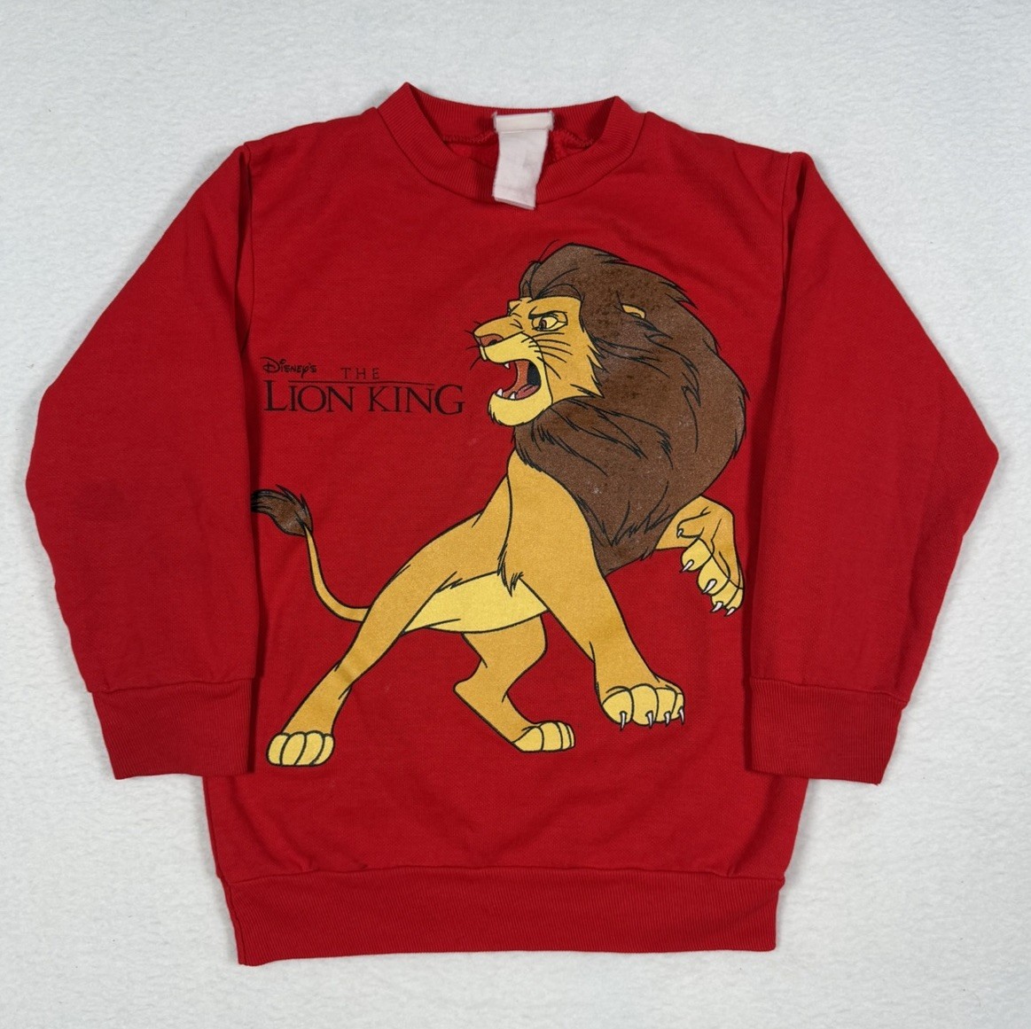 Vintage 90s The Lion King Mufasa Crewneck Sweatshirt Red Youth Kids Size Medium