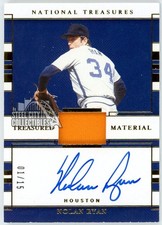 Nolan Ryan 2020 National Treasures Treasured Jersey Autograph Card #TMS-NR 1/15