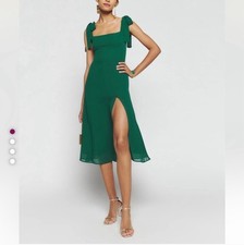 REFORMATION Women’s Size 0 Twilight Dress Emerald Green Slit Tie Strap