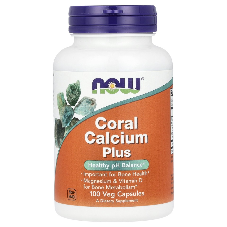 Now Foods Coral Calcium Plus 100 Veg Capsules GMP Quality Assured