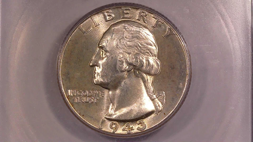 1943-D Washington Silver Quarter MS65 DDO RPM D/D Brilliant Rainbow Toning - Image 3 of 4