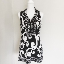White House Black Market Sleeveless Dress Geometric Print Stretch Size Small Sun