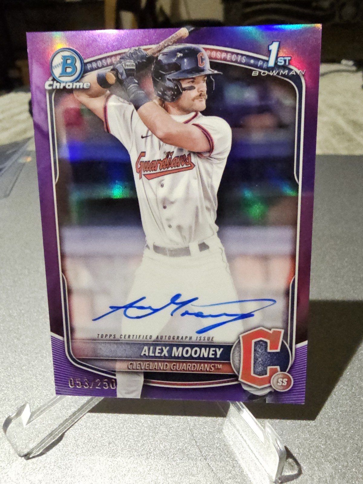 2025 Bowman Chrome Prospect Autographs Alex Mooney #CPA-AM Purple 53/250