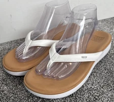 REEF Women's Cushion Cloud Flip Flop Size 10 White/Tan NICE