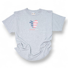 Vtg Disney World Mickey Mouse USA Flag T-Shirt Kids XL Grey Glitter Graphic