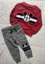 Mickey Mouse Sweatshirt & Sweatpants Outfit Red/Gray 2T Disney Worn Once!