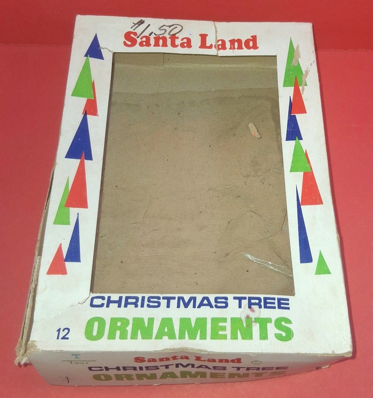 Vintage Mercury Glass Santa Land Poland Christmas Ornament Empty Box Only
