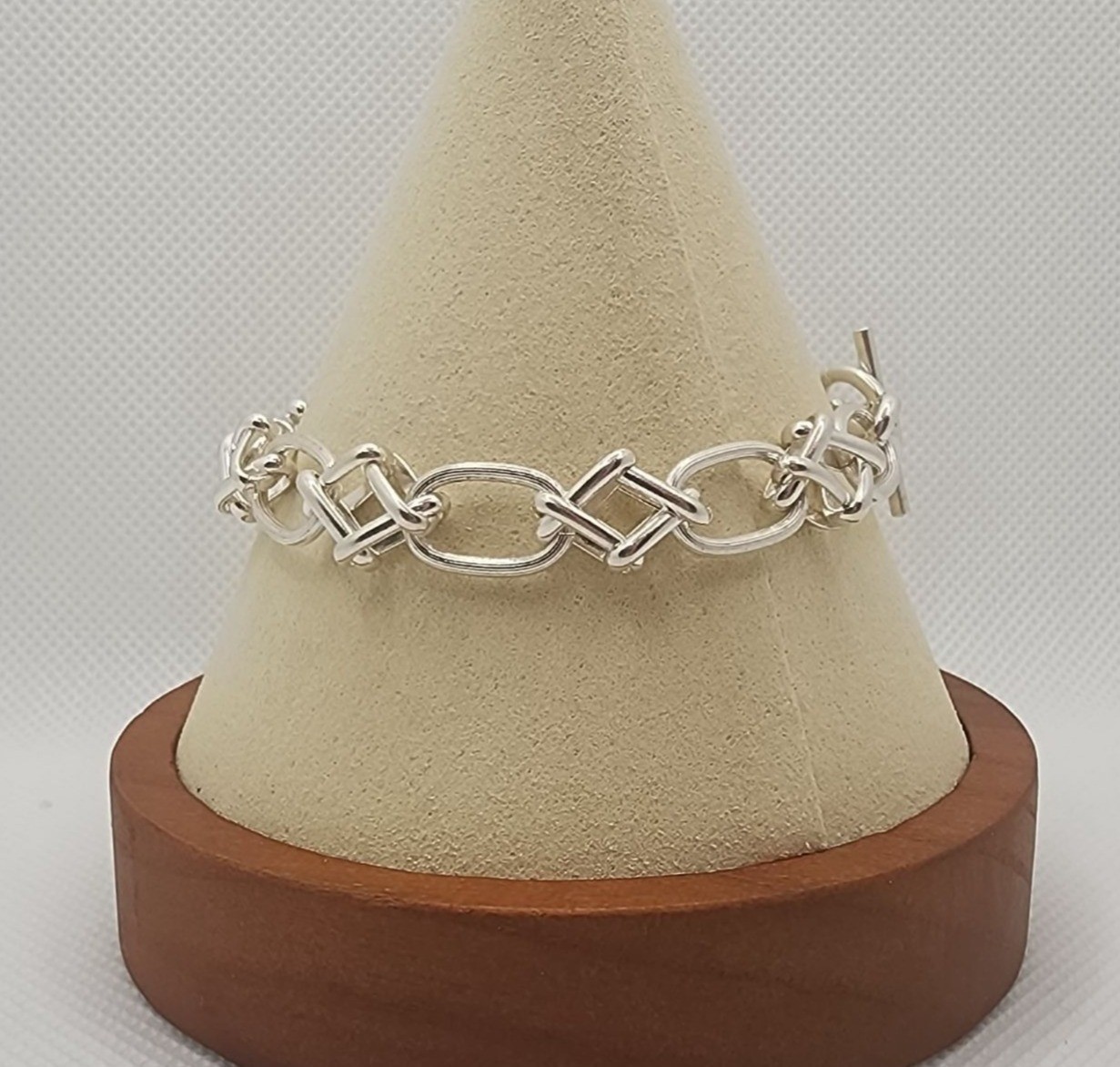 Sterling Silver Link Interlock Geometric Chain Br… - image 3