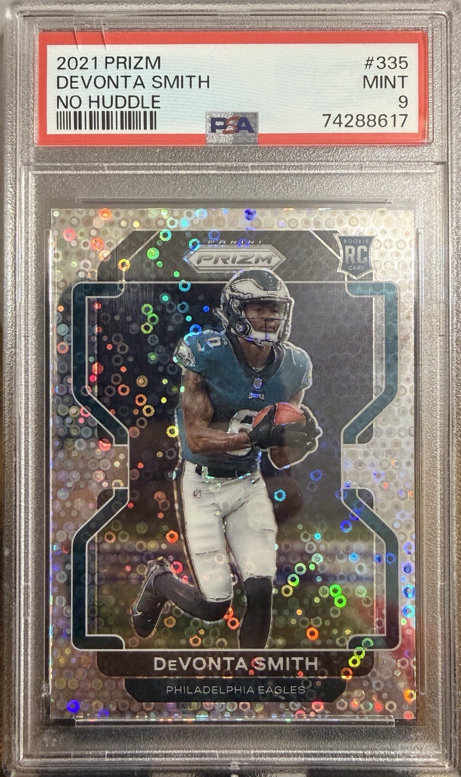2021 Panini Prizm No Huddle Prizm Rookie DeVonta Smith #335 PSA 9 Eagles