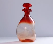 Blenko Winslow Anderson Tangerine Red Pinched Decanter With Stopper 49 Excellent