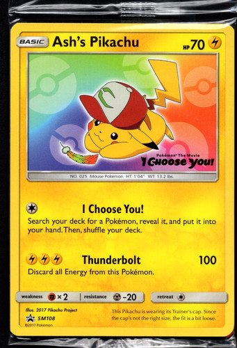 [SEALED] Ash's Pikachu SM108 Sun & Moon Black Star Promo 2017