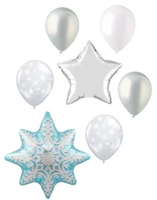 7 Pc Snowflake Pattern Frozen Balloon Bouquet Party Decoration Snow Wedding C
