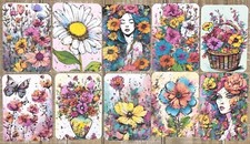 Flowers grunge style junk journal flower garden card toppers set of 10