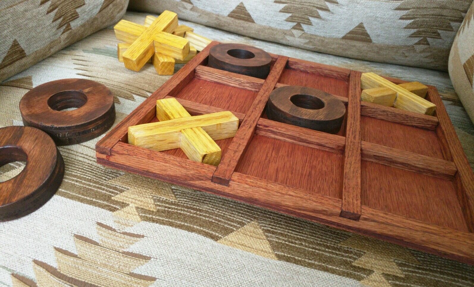 Rusticity Wooden Tic Tac Toe Game Board, Handmade, (5x5 in)