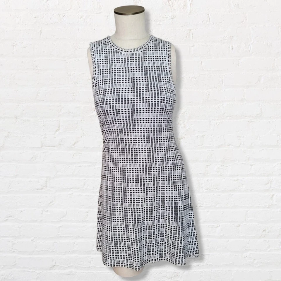 Vestido Theory, Vestido para Mujer Branteen Prosecco, Blanco y Negro, Talla Pequeña Foto 2 de 4