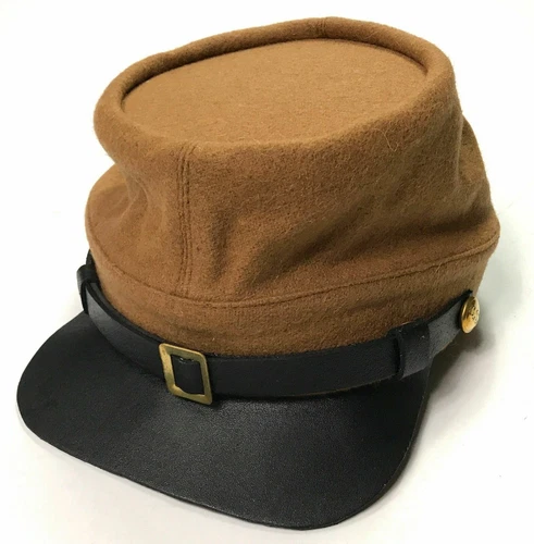 CIVIL WAR CSA CONFEDERATE BUTTERNUT WOOL KEPI FORAGE CAP HAT-ALL SIZES!!!