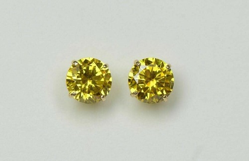 14K Yellow Gold 4mm Simulated Cubic Zirconia Birthstone Stud Screw Back Earrings - Picture 14 of 15