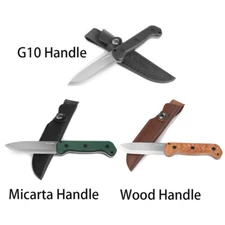 FLISSA 9" Fixed Blade Knife D2 Steel Survival Knife Hunting Knife Leather Sheath