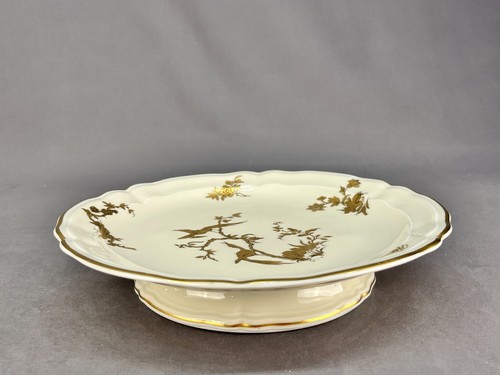 Bernardaud Limoges REINE ELIZABETH Gilt Birds 9 3/4" Footed Dessert Plate MINT - Picture 9 of 12