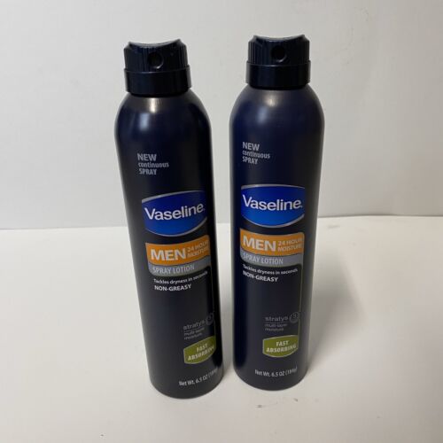 Vaseline Men Spray Lotion Fast Absorbing 6.5 oz Lot Of 2