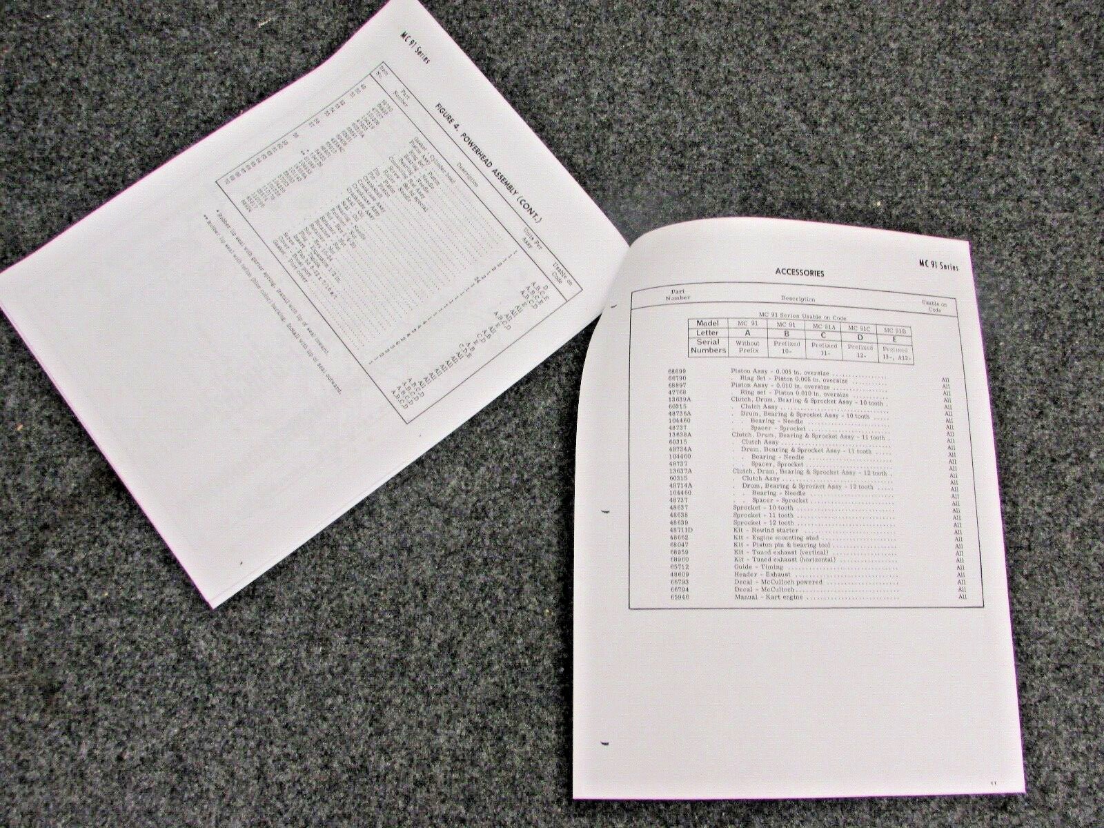 1970 McCULLOCH KART ENGINE MC91 SERIES ILLUSTRATED PARTS LIST MANUAL