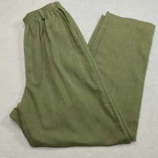 Alfred Dunner Womens Pant sz 10 Green Elastic Waist Flat Front High Rise VINTAGE