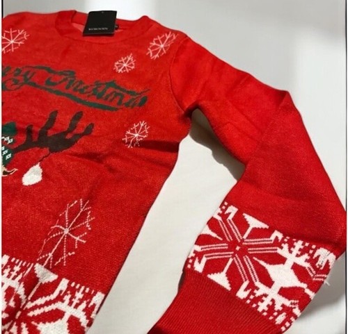 Women’s Ugly Christmas Sweater Red Elk Reindeer w/ Snowflakes Sweatshirt - Large - Bild 2 von 3