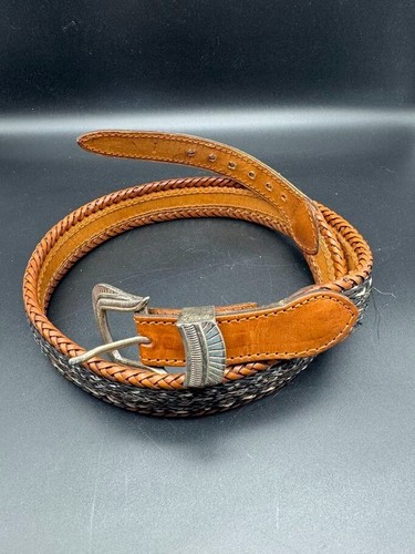 32" 1993 horse hair belt #69806 black/brown Cowboy Braided - Picture 6 of 6