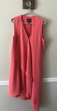 Adrianna Papell Womens Size 12 Orange Coral Sheath Dress Pleat Front Sleeveless
