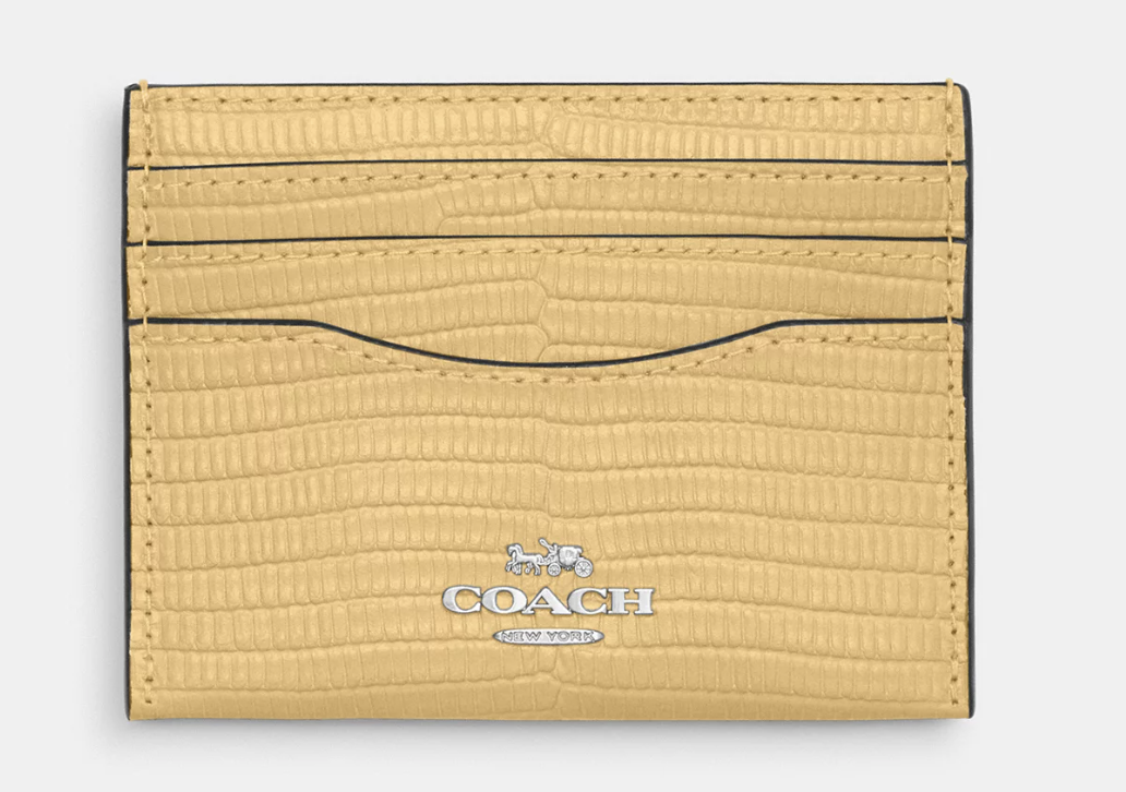 ☆COURONNE☆ Le Temp card Wallet RCWGX25111BKX BN coach Slim Id Card Case Crocodile-embossed leather CR844
