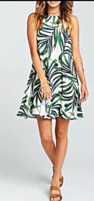 Show Me Your Mumu Tropical Palm Print Byron Dress Womens Size XS Rayon