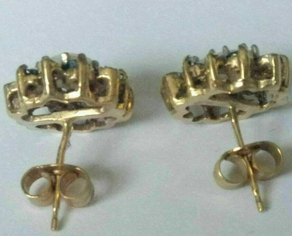 Oval Cut Simulated Fire Opal Pretty Halo Stud Earrings In 14k Yellow Gold Plated - Image 2 of 4