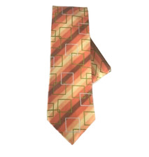 St. Patrick Men's Tie  Hanky Set Orange Lime Green Gray Plaids Pattern 3.5"