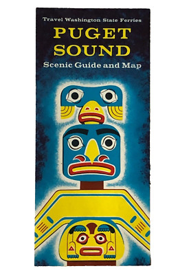 Puget Sound Guide Brochure Totem Pole Guide Map Washington State 1950s Vintage