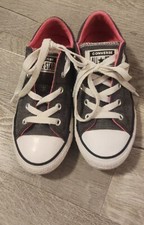 Converse All Star Low Top Shoes Dark Gray With Pink Trim Size 1