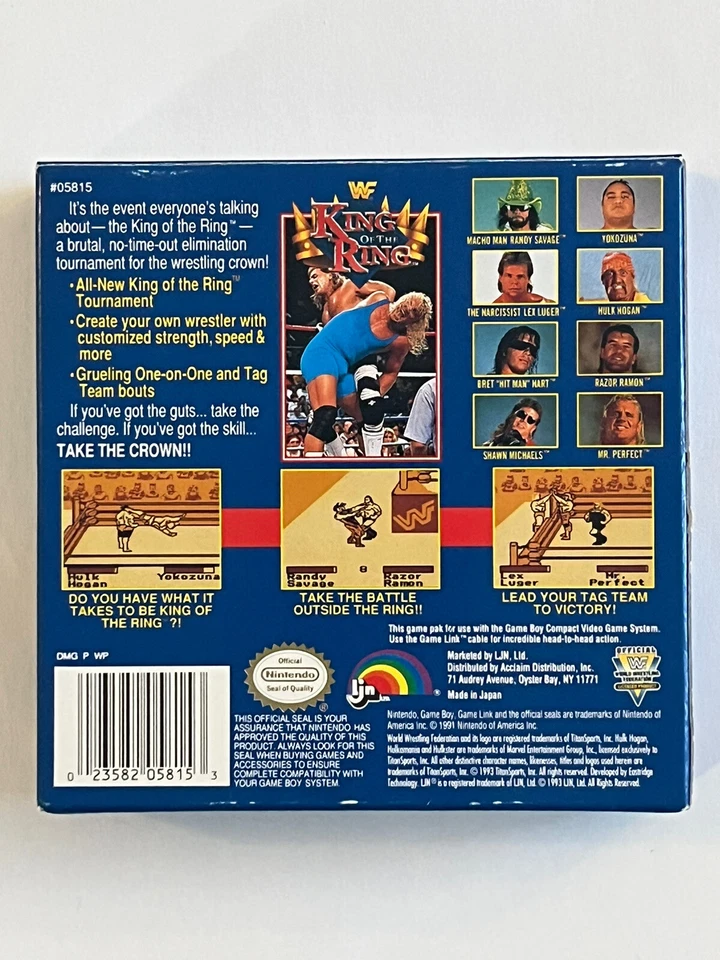 WWF King of the Ring (Nintendo Gameboy, 1993) Box/Tray & Cart Only No Manual - Image 4 of 4