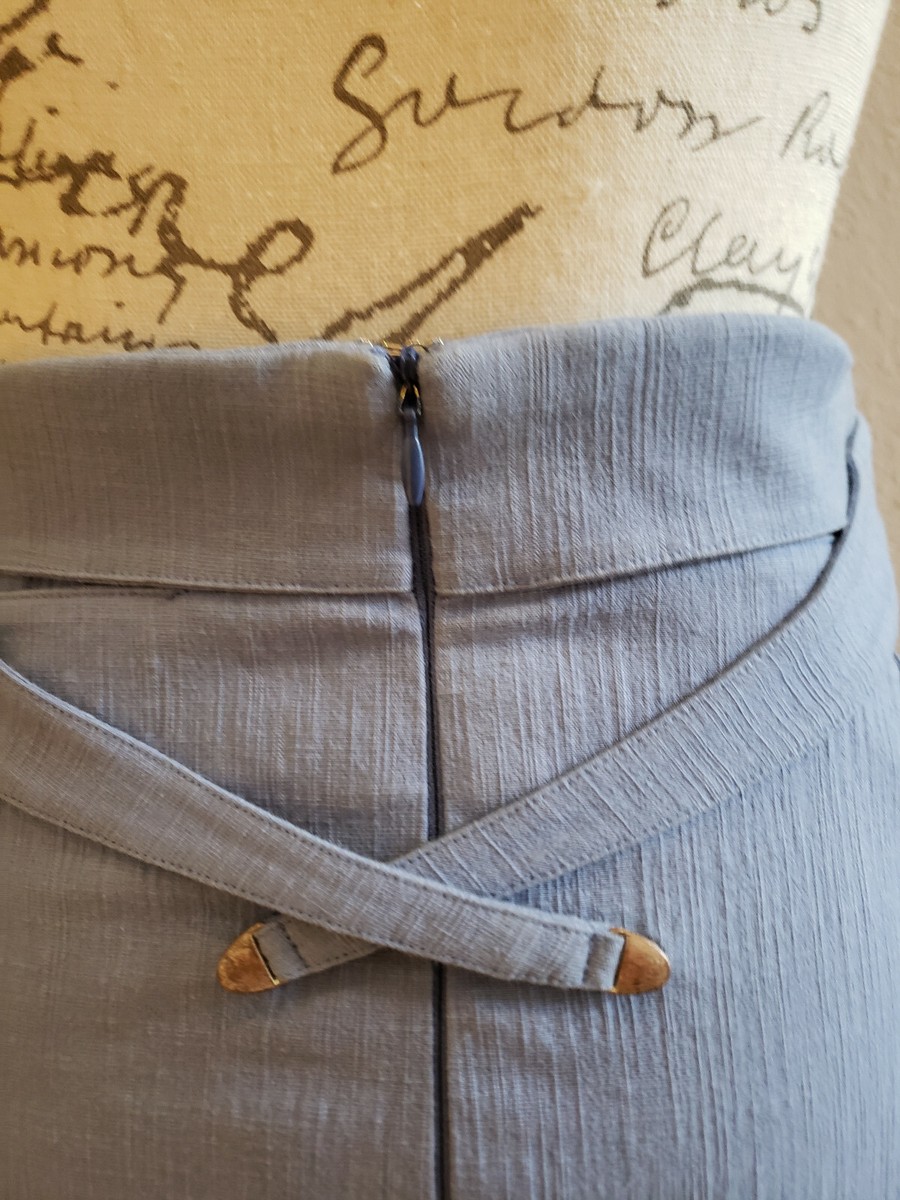Jupe Crayon évasée Zac Posen - Taille 4 - Bretelles Croisées Avec Détail Clous - Coton Bleu - Neuf Sans étiquettes (BNWOT)